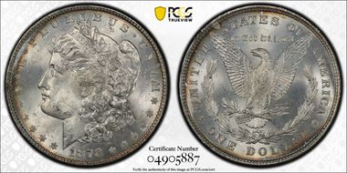 1878 8TF $1 VAM 14.2 Polished Ear MS64