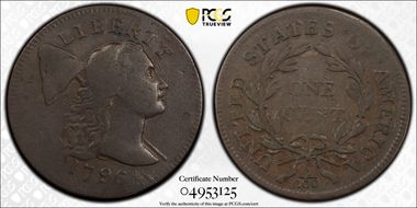 1796 1C Draped, Reverse of 1795 VF25BN