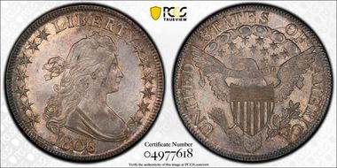 1806 50C Pointed 6, Stem MS64+