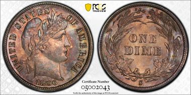 1896-S 10C MS64