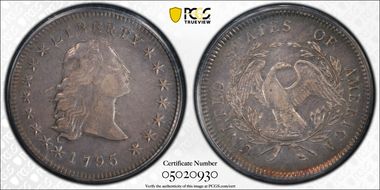 1795 $1 Flowing Hair, 3 Leaves XF45