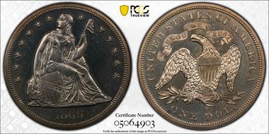 1869 $1 PR63