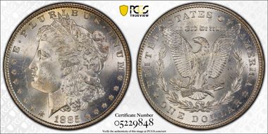 1885 $1 VAM 1B Pitted Reverse MS64