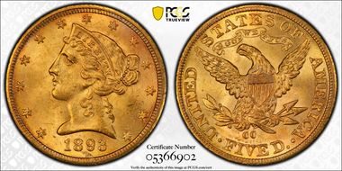 1893-CC $5 MS64