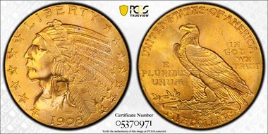1908-S $5 MS67