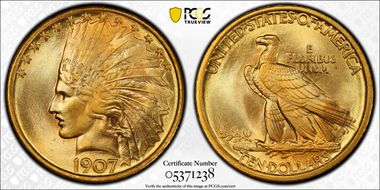 1907 $10 Indian MS67