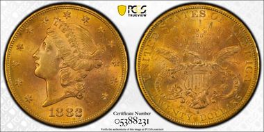 1882-S $20 MS63