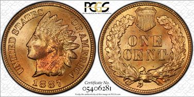 1887 1C MS65RD