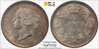 1892 10C Obv 5 Wide 1/1 MS62