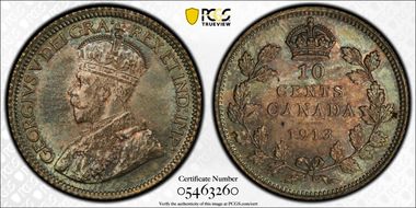 1913 10C Small Leaves MS65