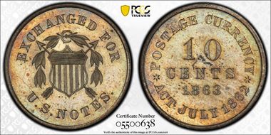 1863 10C J-326a PR65