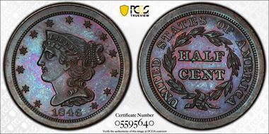 1846 1/2C Restrike, Rev. of 1840 PR66BN