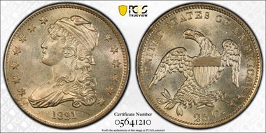 1831 25C B-5, Large Letters MS64