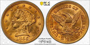 1855 $2.50 MS65+