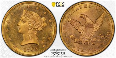 1863 $10 MS63