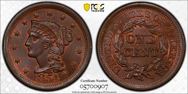 1854 1C Newcomb 23 MS66BN