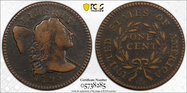 1795 1C S-73, Lettered Edge VF25BN