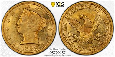 1849 $5 MS61