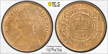 1864 1/2C MS64RB