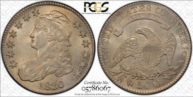 1830 50C Small 0 AU58