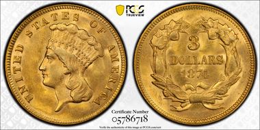 1874 $3 MS63