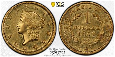 1851-D G$1 AU58
