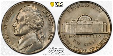 1939 5C Reverse of 1940 MS66FS