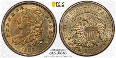 1833 10C JR-5, Last 3 High AU55