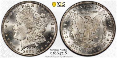 1891-CC $1 VAM 7, Spitting Eagle MS65