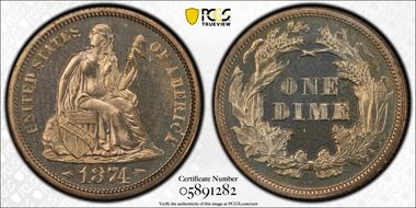 1874 10C Arrows PR64CAM