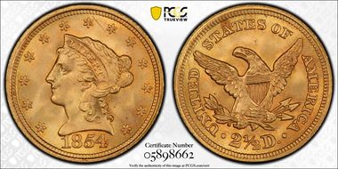 1854 $2.50 MS66