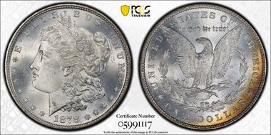 1878 7TF $1 VAM 203, Short Leaf MS65