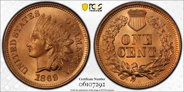 1869 1C MS66+ RD
