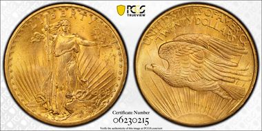 1908 $20 No Motto MS63