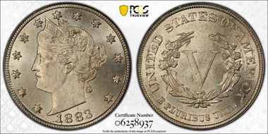 1883 5C No CENTS MS64