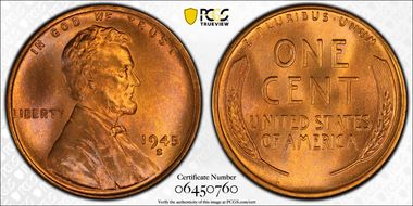 1945-S 1C MS67+ RD