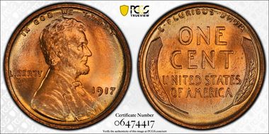 1917 1C Doubled Die Obverse MS67+ RD