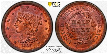 1856 1/2C MS64RD
