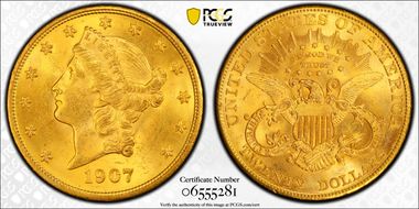 1907 $20 Liberty MS64