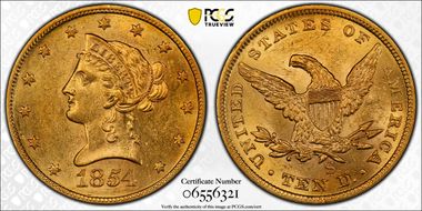 1854-S $10 MS61