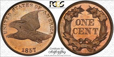 1857 1C Flying Eagle PR64CAM