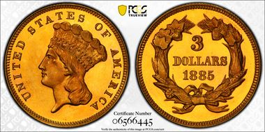 1885 $3 PR67CAM