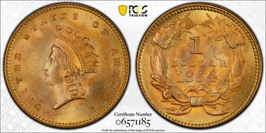 1854 G$1 Type 2 MS65+
