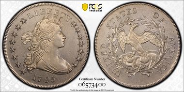 1795 $1 Draped Bust, Centered MS62