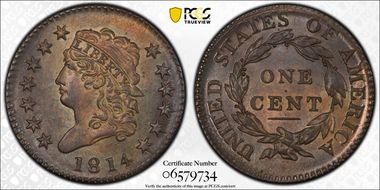1814 1C Crosslet 4 MS65BN