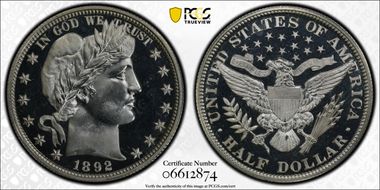 1892 50C PR67+ CAM
