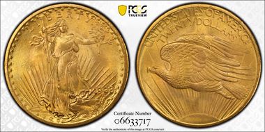 1908 $20 No Motto MS66