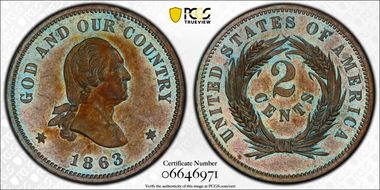 1863 P2C J-305, Washington PR60BN