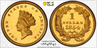 1854 G$1 Type 2 PR64+ DCAM