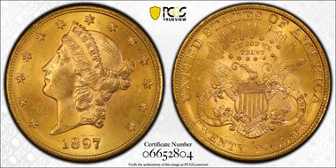 1897-S $20 MS64+